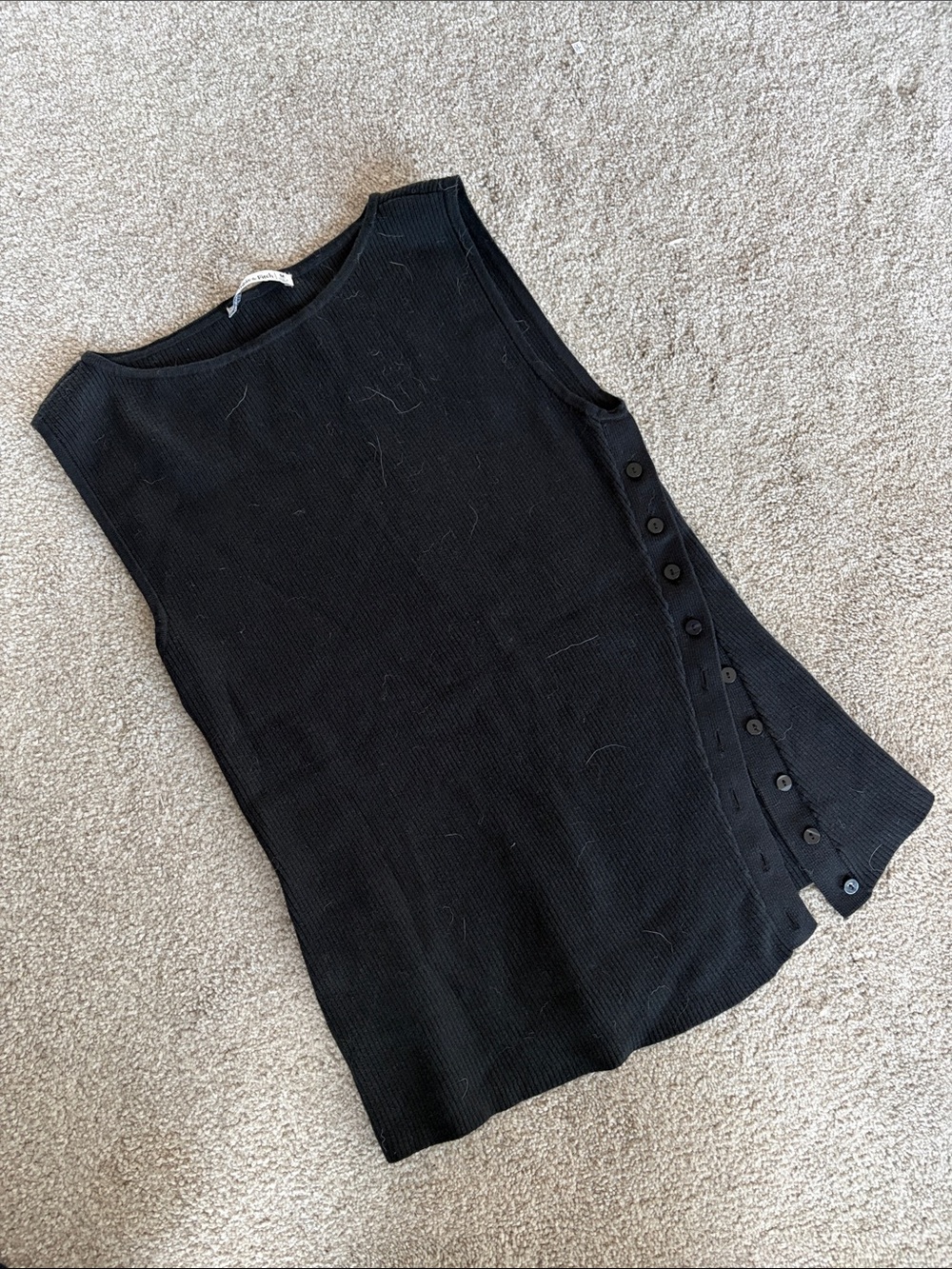 Abercrombie & Fitch Black Ribbed Button-Side Tank Top